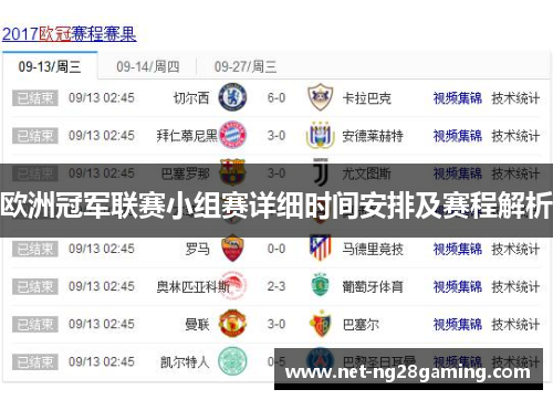 欧洲冠军联赛小组赛详细时间安排及赛程解析