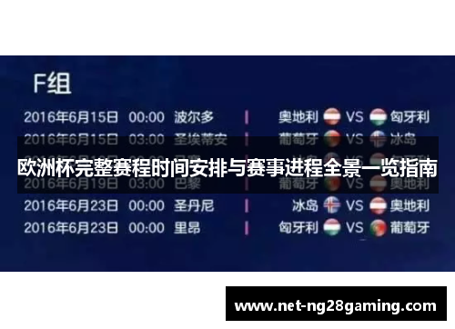 欧洲杯完整赛程时间安排与赛事进程全景一览指南